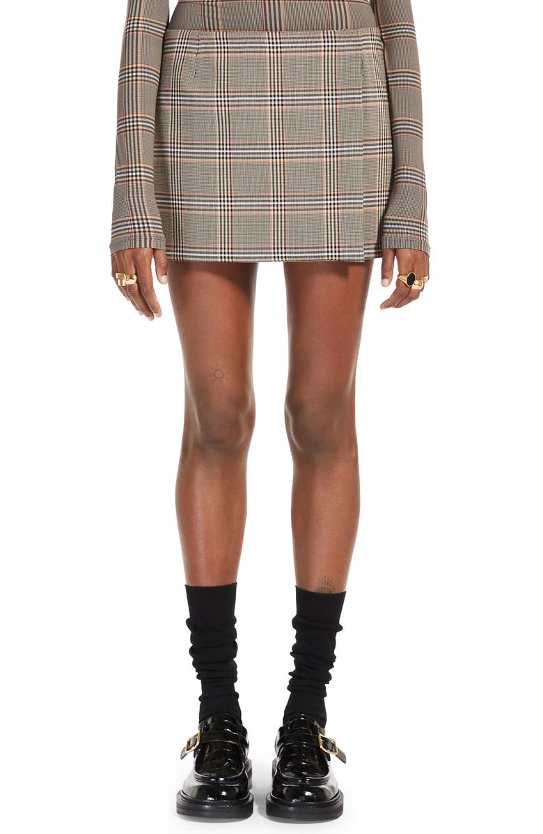 SPORTMAX Glen Plaid Wrap Miniskirt, Main, color, 