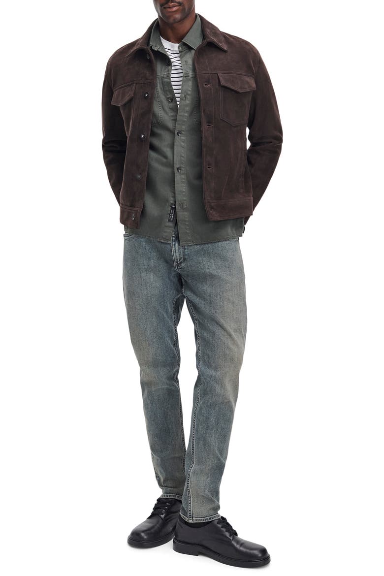Overdyed Denim Button-Up Work Shirt, Alternate, color, DRKGRN