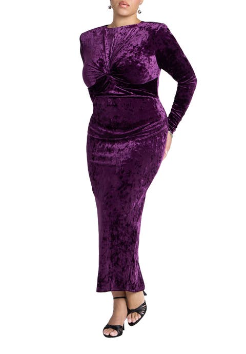 Twist Bodice Velvet Maxi Dress