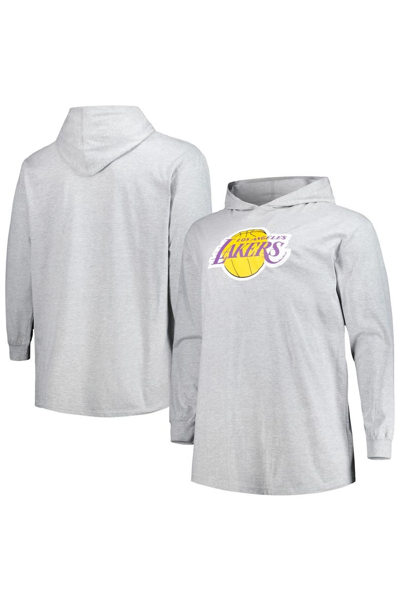 Men's Fanatics Branded Heather Gray Los Angeles Lakers Big & Tall Pullover Hoodie, Main, color, Heather Gray