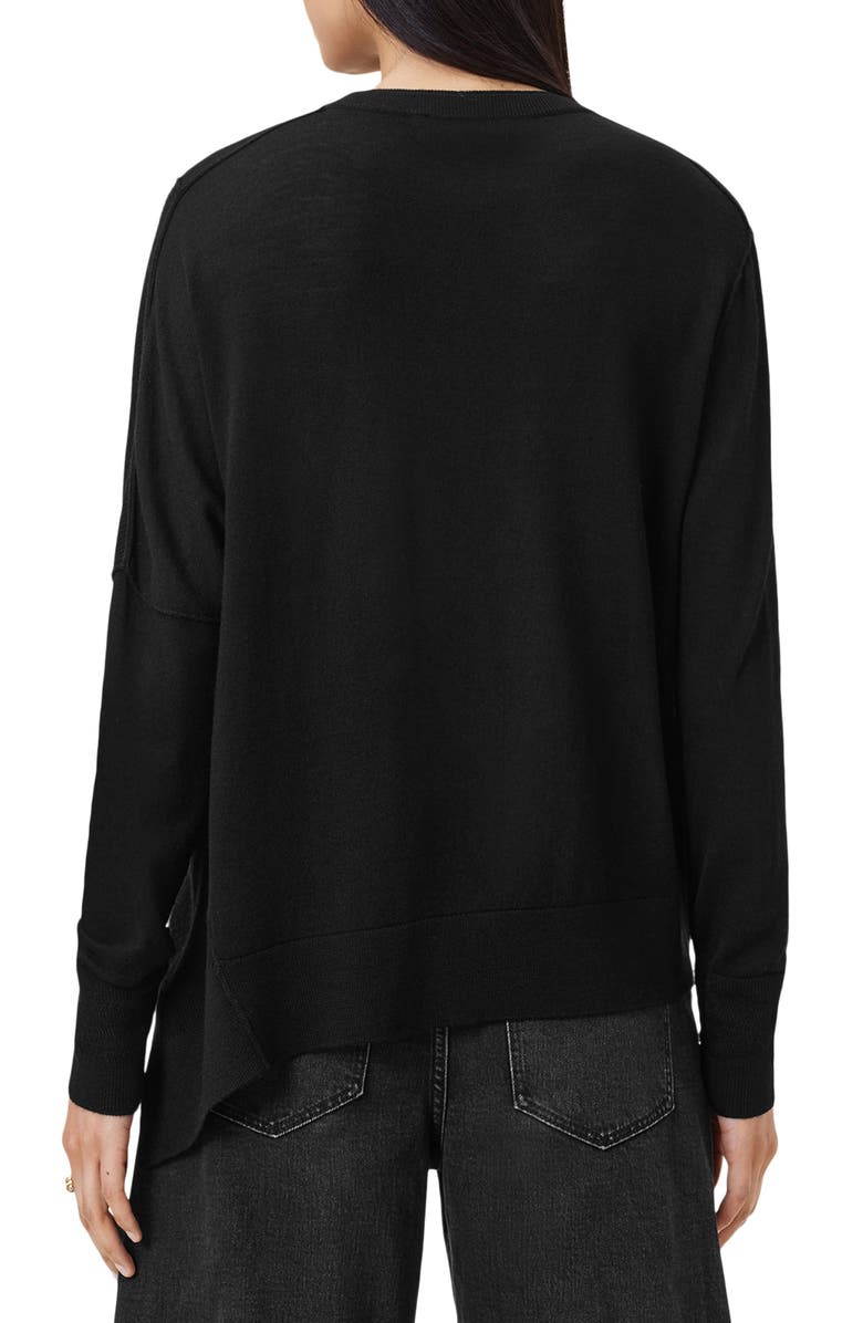 AllSaints Isla Asymmetric Sweater, Alternate, color, Black