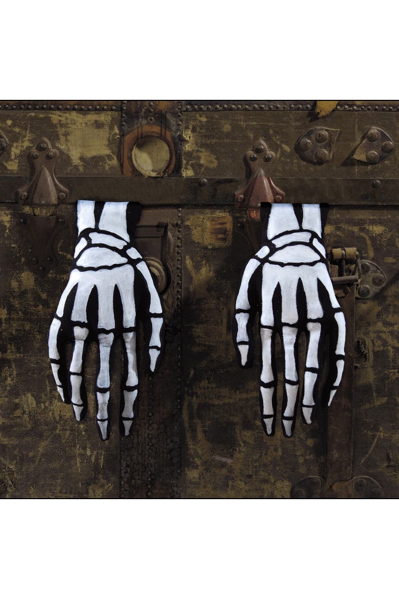 Skeleton Hands Halloween Joe Spencer Gathered Traditions Figurine Set of 2 4", Main, color, Black