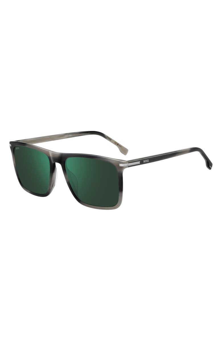BOSS 56mm Square Sunglasses, Alternate, color, Grey Horn