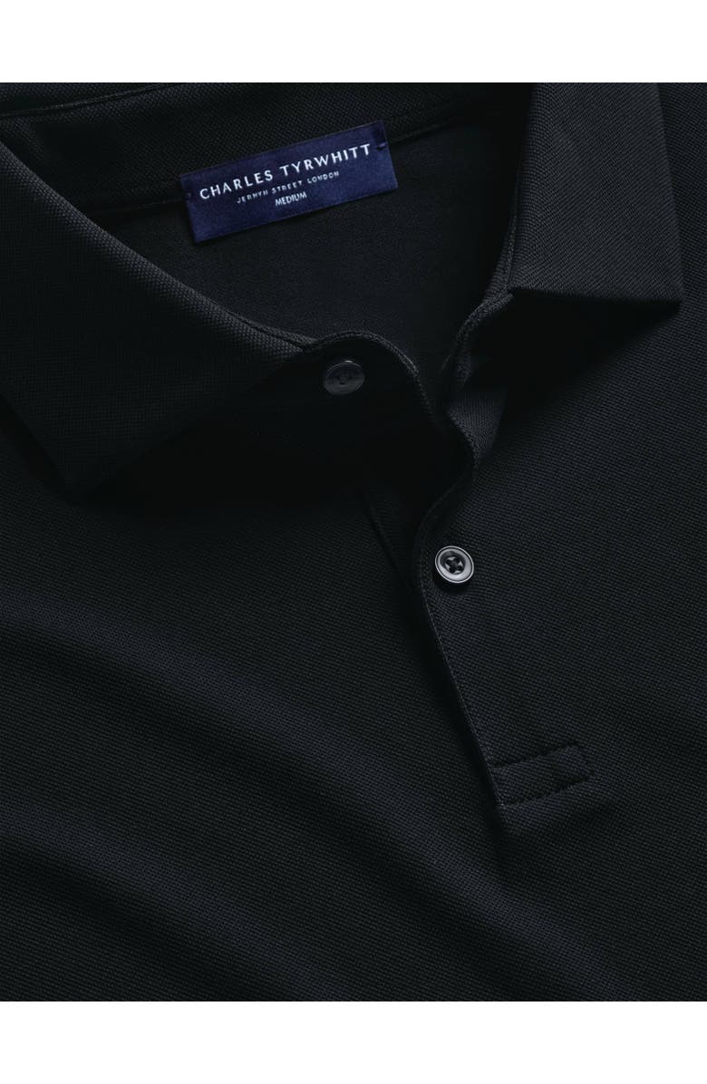 Charles Tyrwhitt Short Sleeve Cotton Stretch Smart Pique Polo, Alternate, color, Black