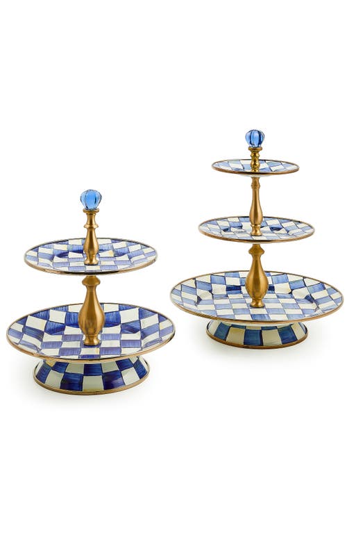 Mackenzie-childs Royal Check Enamel Two Tier Sweet Stand