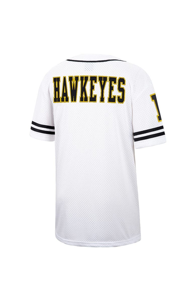 COLOSSEUM Men's Colosseum White Iowa Hawkeyes Free Spirited Mesh Button-Up Baseball Jersey, Alternate, color,