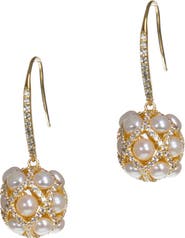 CZ by Kenneth Jay Lane Cubic Zirconia & Freshwater Pearl Orb Drop Earrings
