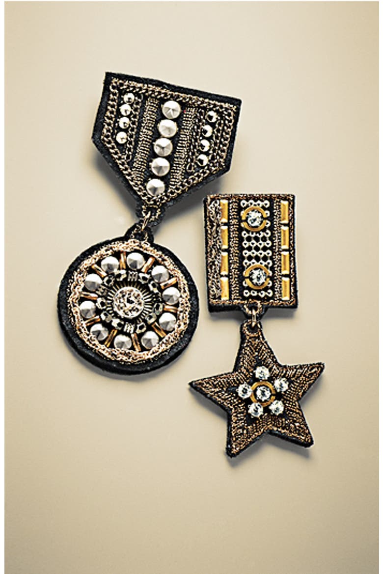 'Military Star' Pin, Alternate, color, GOLD/ HEMATITE