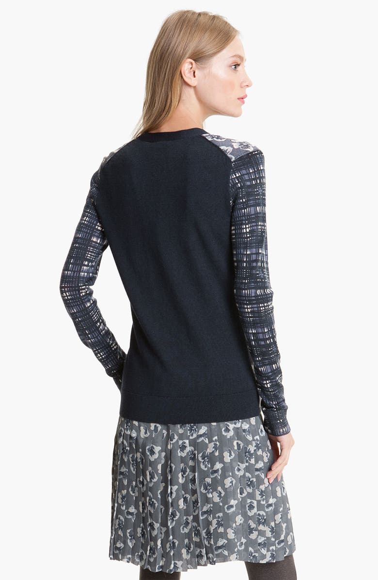 Tory Burch 'Brady' Print Cardigan, Alternate, color, 