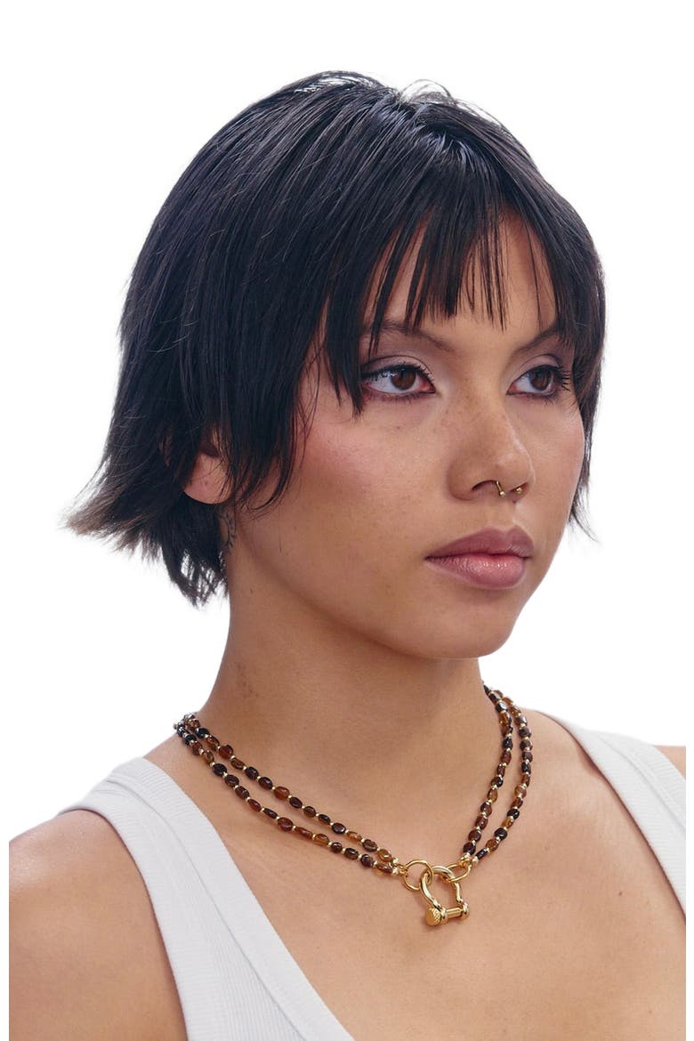 Sir Double Stranded Petro-Tourmaline Necklace, Alternate, color, Brown