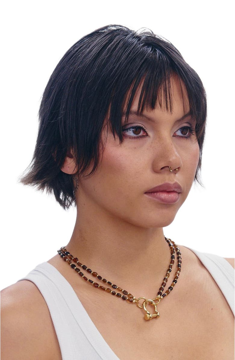 SHOP SPICY DAN Sir Double Stranded Petro-Tourmaline Necklace, Alternate, color, Brown