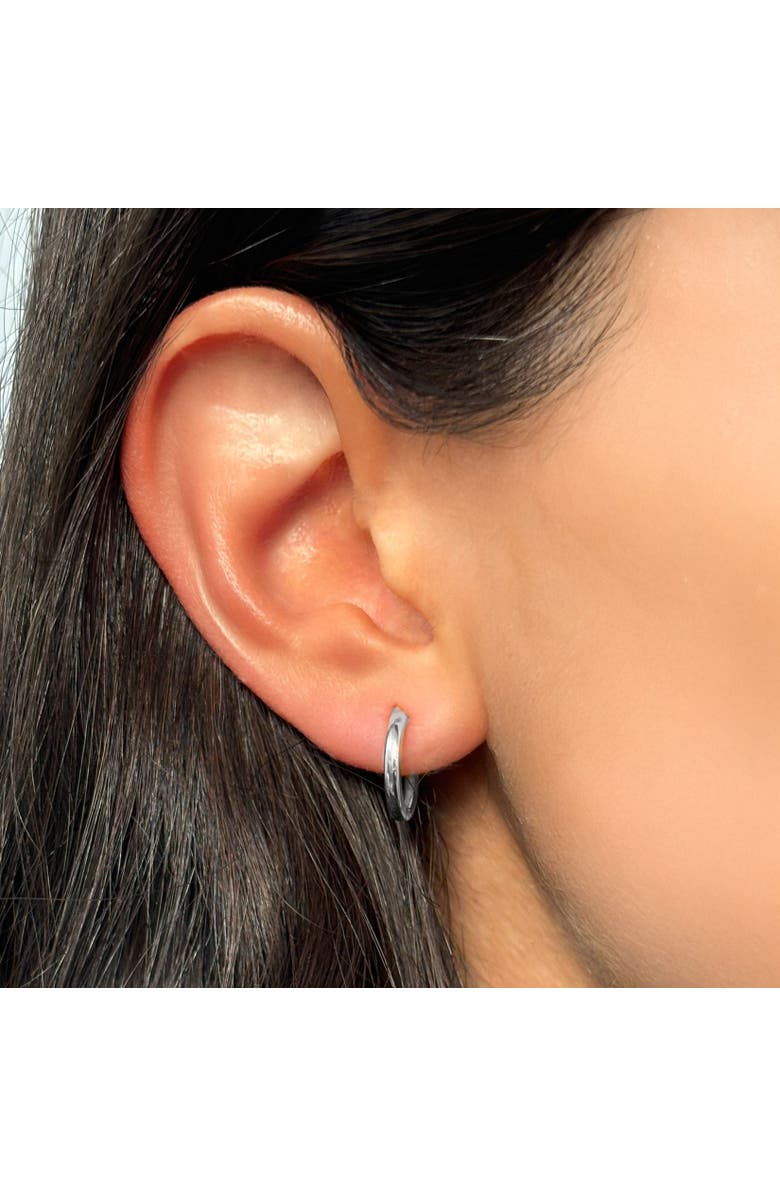 The Lovery Fine Jewelry Gold Huggie Hoop Earrings, Alternate, color, White Gold