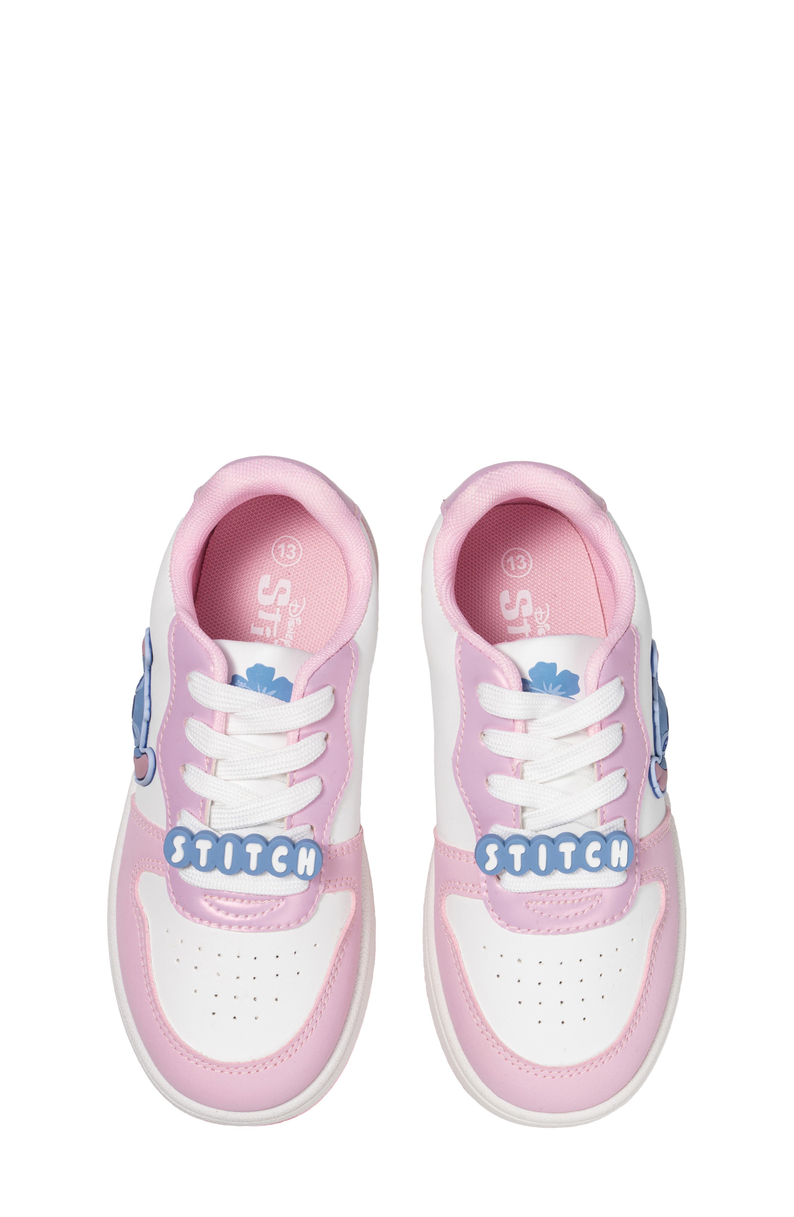 Kids' Stitch Faux Leather Court Sneaker, Alternate, color, WHITE/ PINK
