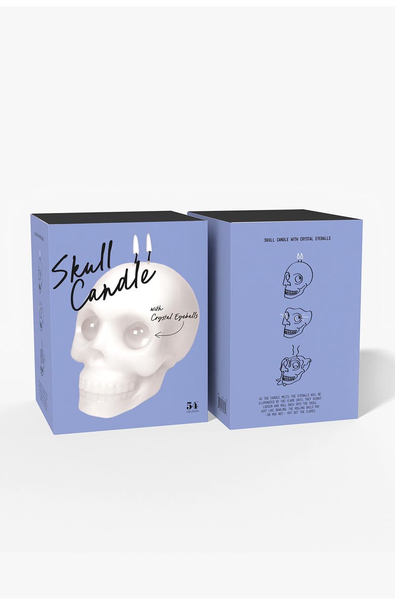 54Celsius Skull Candle with Crystal Eyeballs, Alternate, color, White