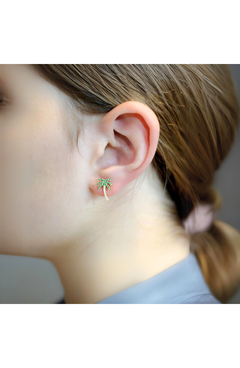 Spero London Palm Tree Sterling Silver Stud Earring, Alternate, color, Gold