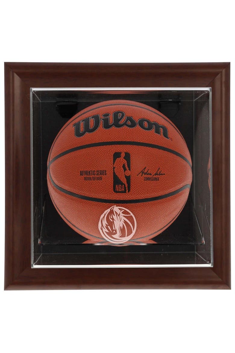 Dallas Mavericks Brown Framed Wall-Mountable Team Logo Basketball Display Case, Main, color, Brown