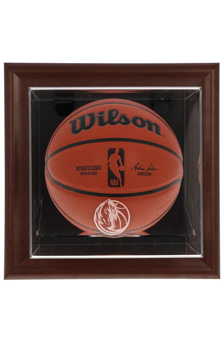 FANATICS AUTHENTIC Dallas Mavericks Brown Framed Wall-Mountable Team Logo Basketball Display Case, Main, color,