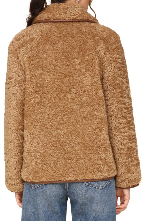 AVEC LES FILLES AVEC LES FILLES FAUX SHEARLING TEDDY COAT WITH FAUX-EVER LEATHER™ TRIM 
