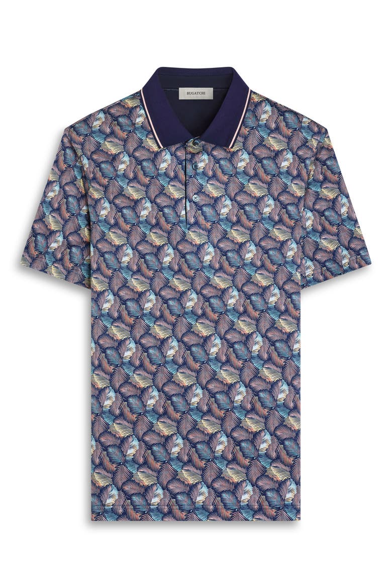 Vidal OoohCotton® Palm Print Polo, Alternate, color, NAVY