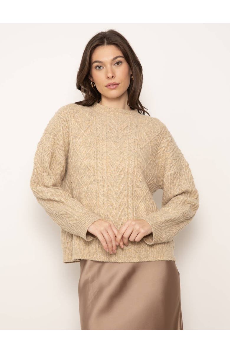 Central Park West Myles Tri Tone Cabled Crewneck, Main, color, 