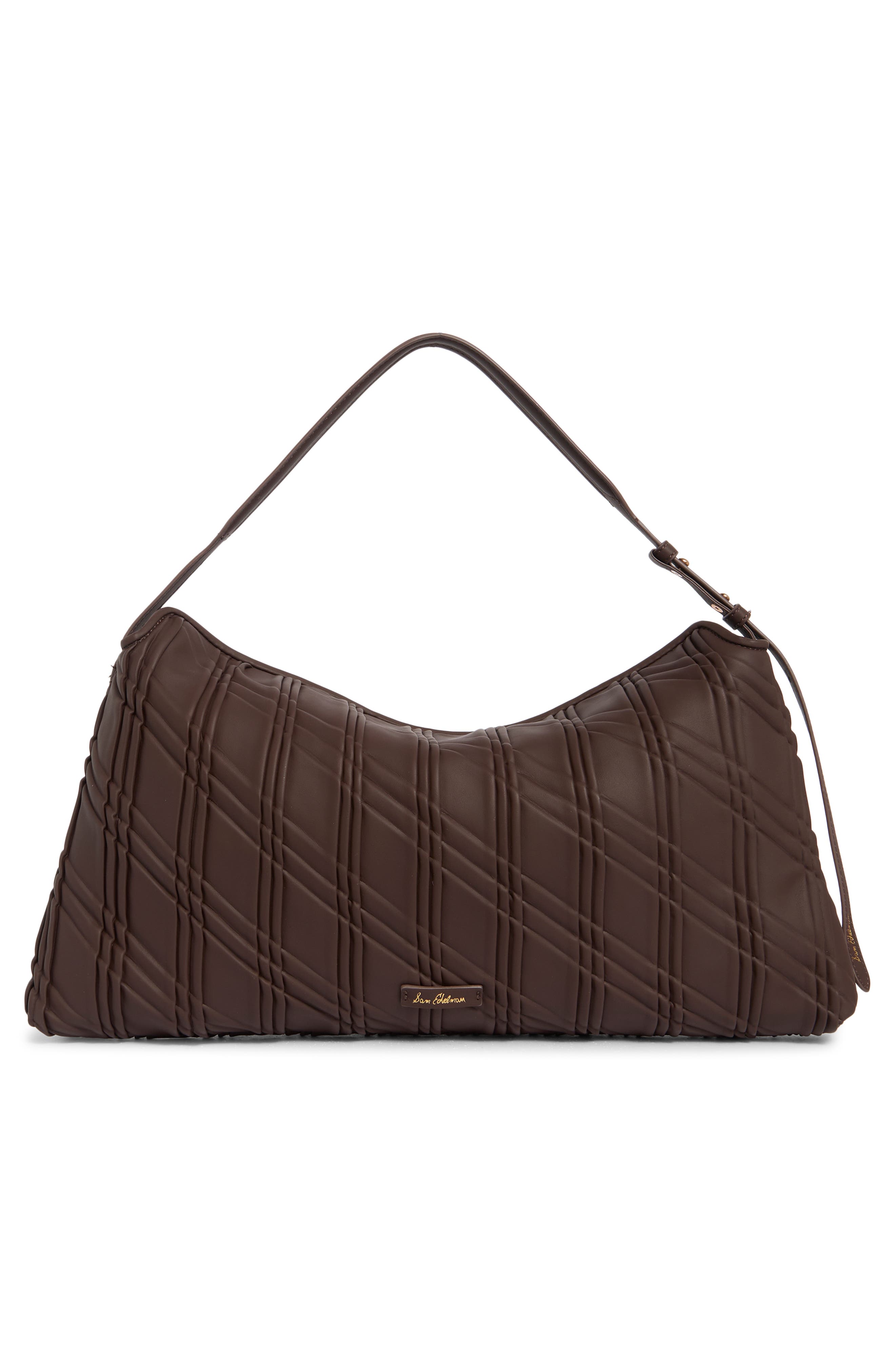 Sam Edelman Peddy Faux Suede Shoulder Bag, Alternate, color, Dark Brown