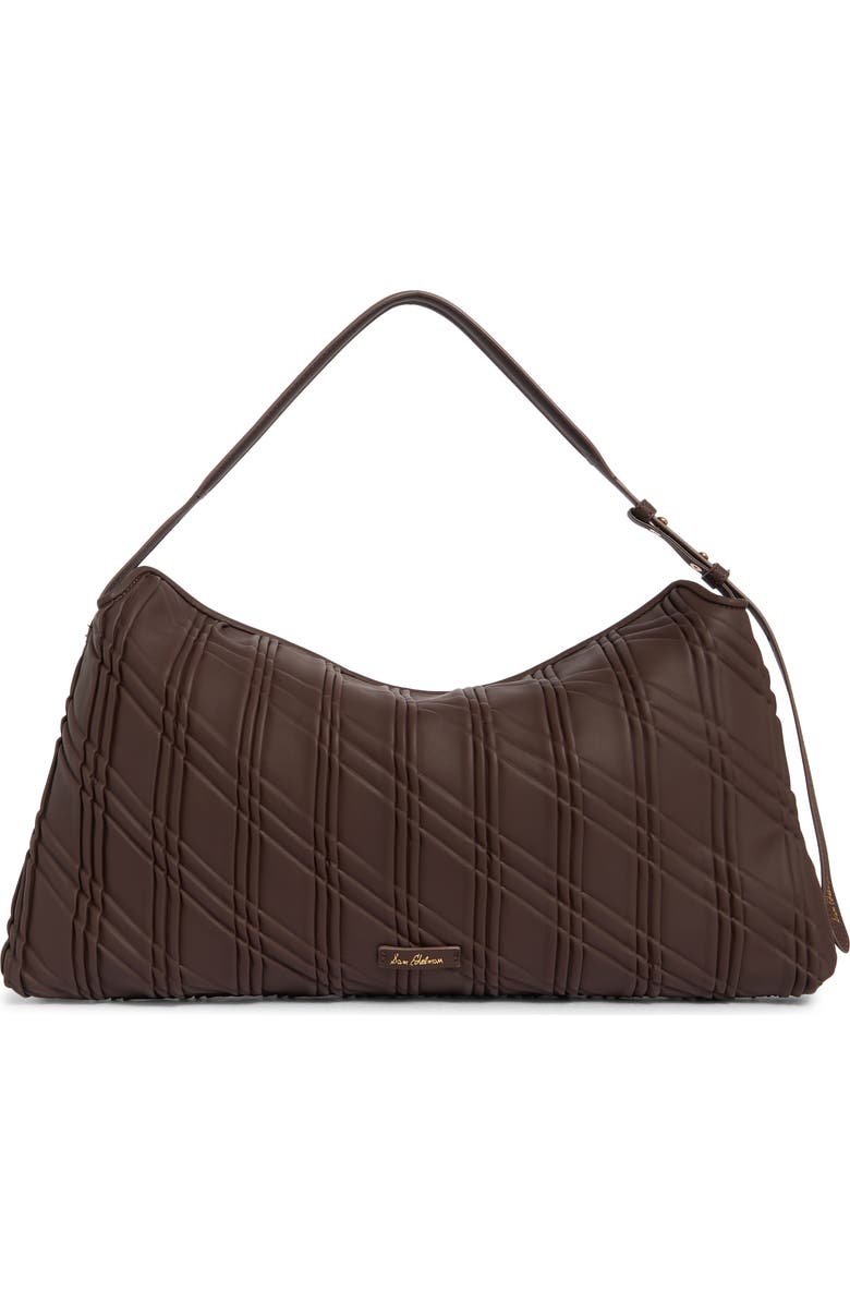 Sam Edelman Peddy Faux Suede Shoulder Bag, Alternate, color, Dark Brown