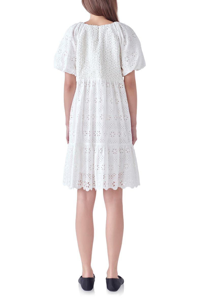 Eyelet Knit Combo Dress, Alternate, color, WHITE