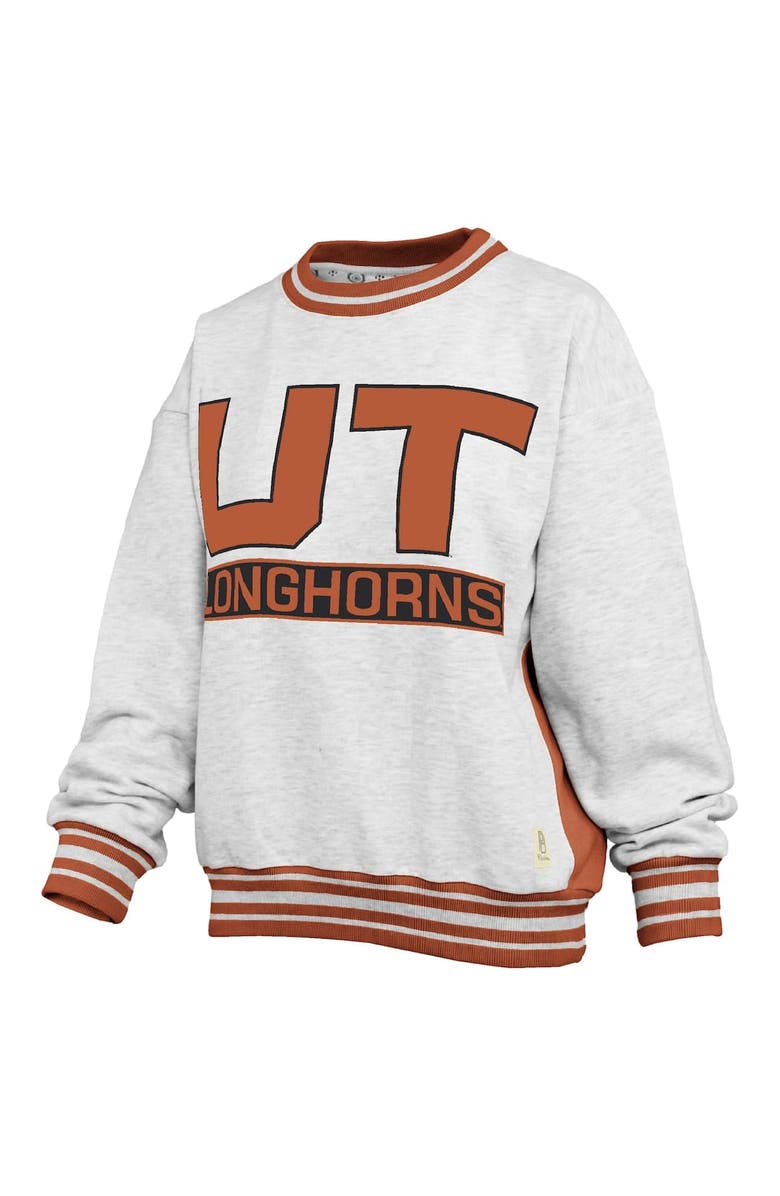 PRESSBOX Women's Pressbox Heather Gray/Texas Orange Texas Longhorns Endzone Crewneck Sweatshirt, Alternate, color, Heather Gray