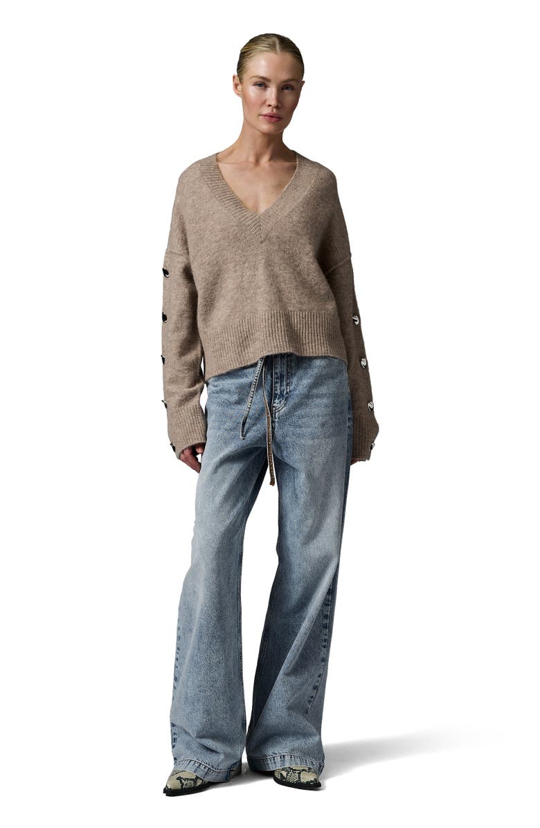 DAY Birger et Mikkelsen Solange Oversized Button Detail Sweater, Main, color, Hazel Melange
