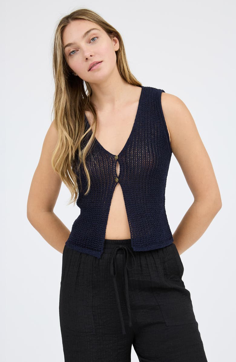 Blu Pepper Button Front Knit Sleeveless Top, Alternate, color,