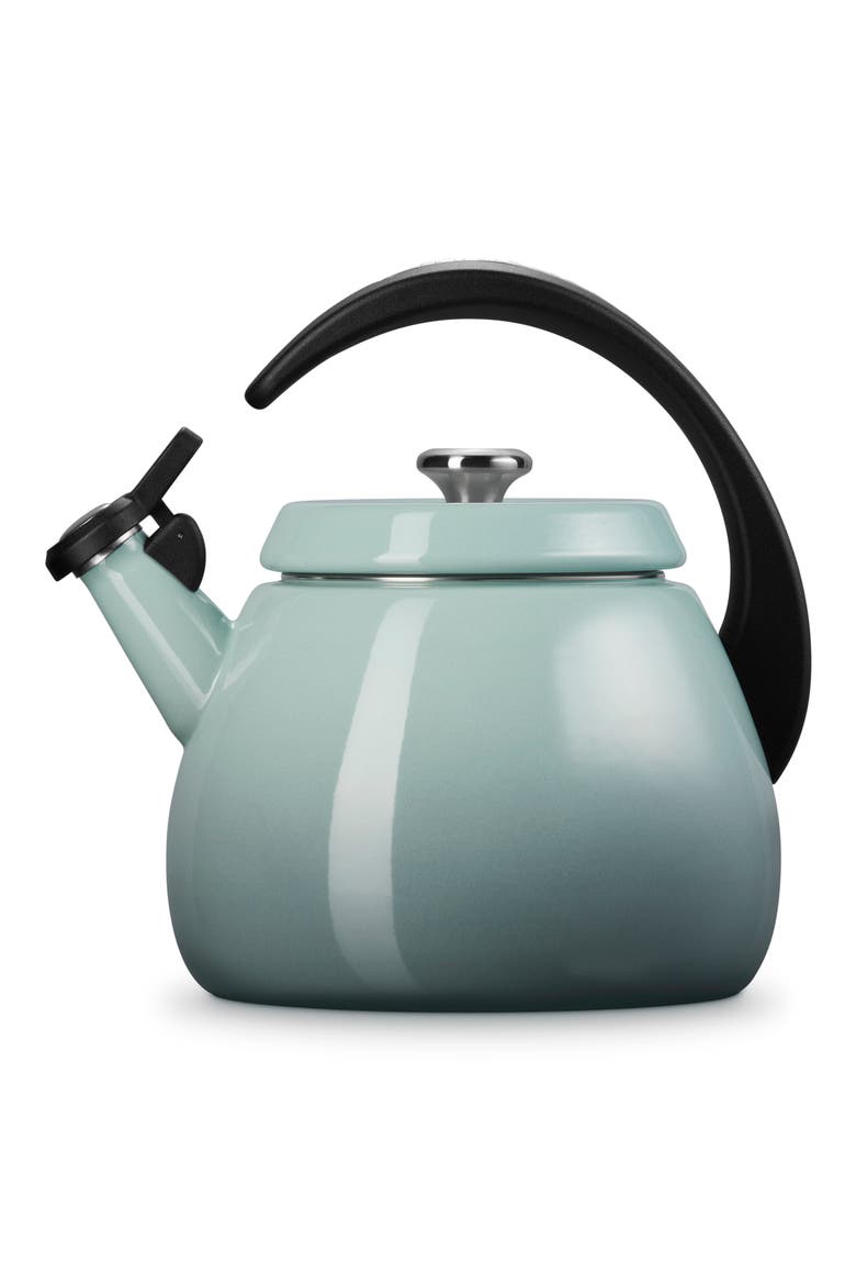 2.2-Quart Enameled Stainless Steel Whistling Cloche Kettle, Alternate, color, SEA SALT
