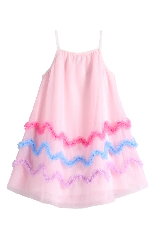 Ava & Yelly Kids' Soutache Border Float Dress In White/pink Multi