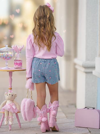 Sweethearts  Top and Denim Heart Skort Set