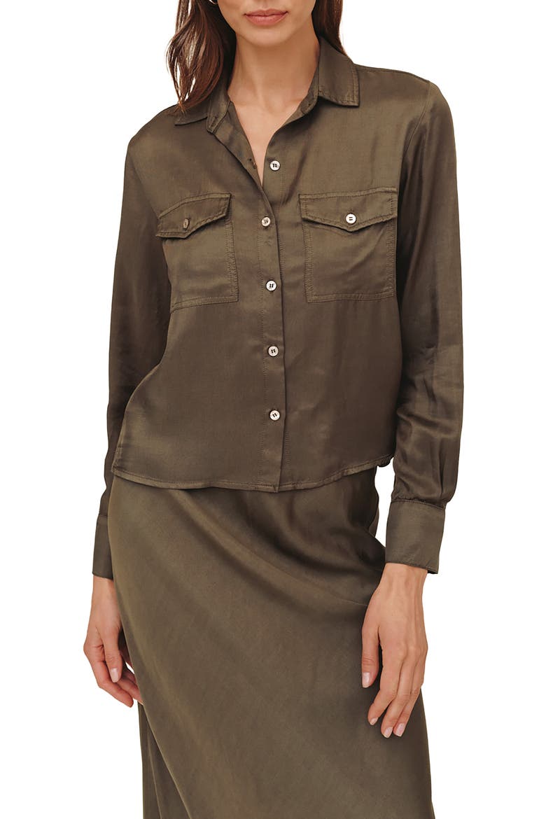 Utility Cropped Shirt, Main, color, ARMY OLIVE