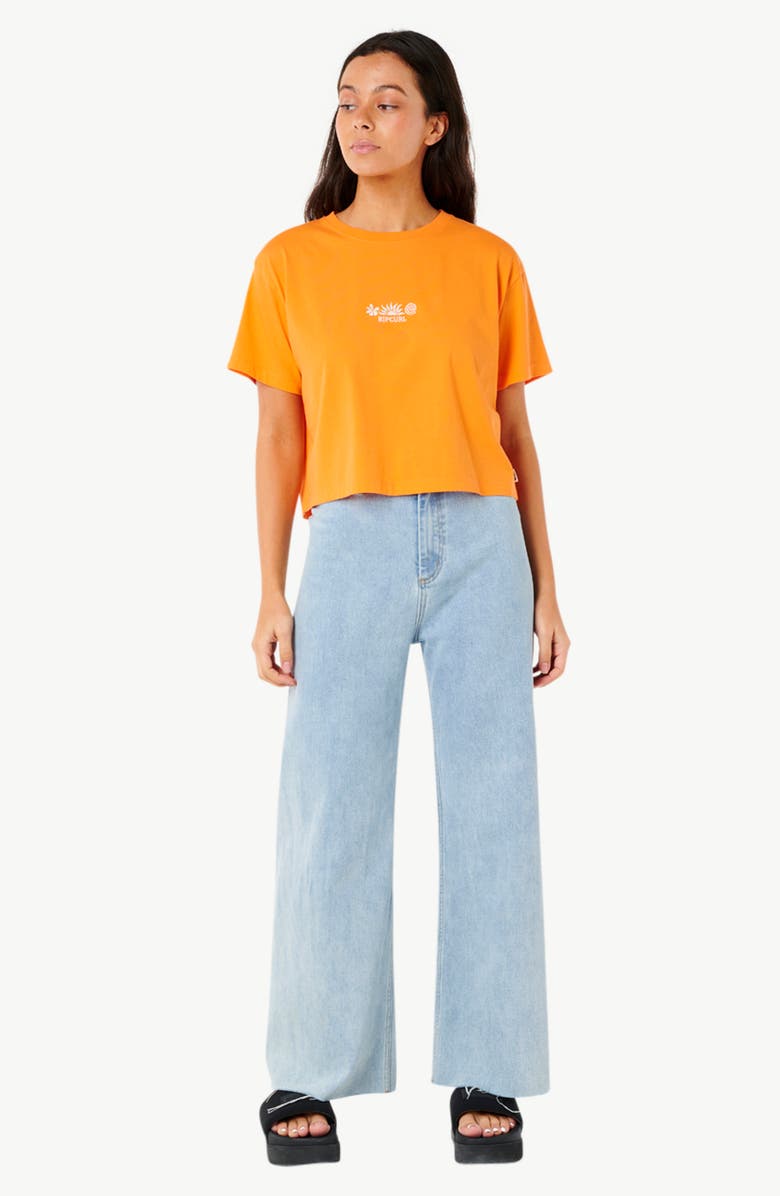 Rip Curl Tokens Embroidered Logo Crop T-Shirt, Alternate, color, Light Orange