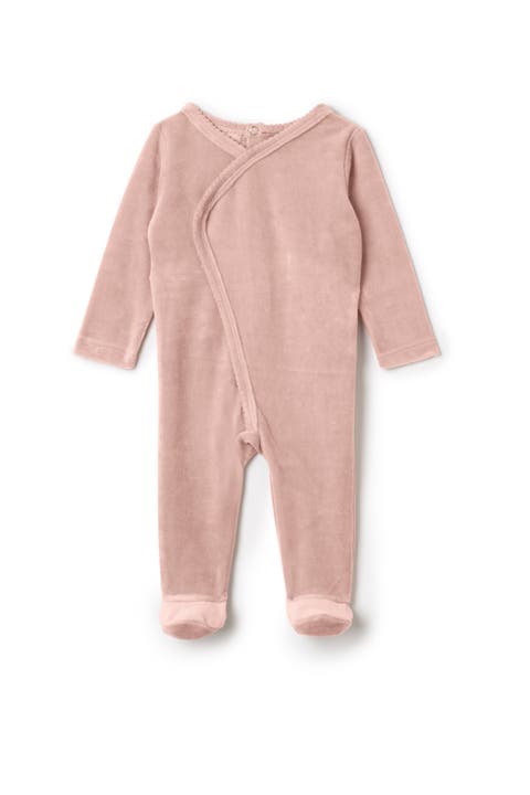 Girl Wrap Stretchie Velour Snap Closure Romper