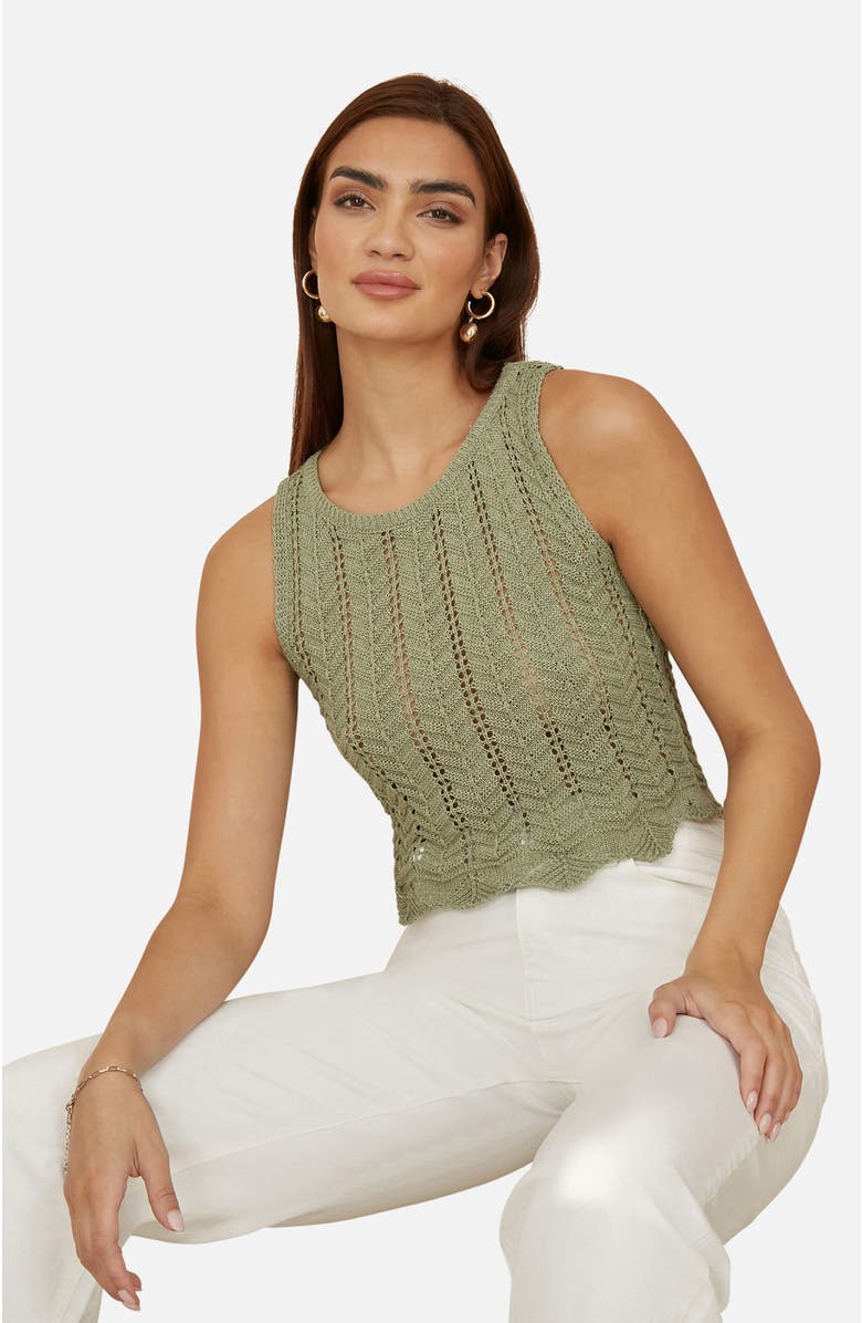 Yumi Crochet Knitted Tank Top, Main, color, Sage Green