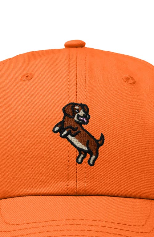 Dalix Dachshund Embroidered Dad Cap In Orange