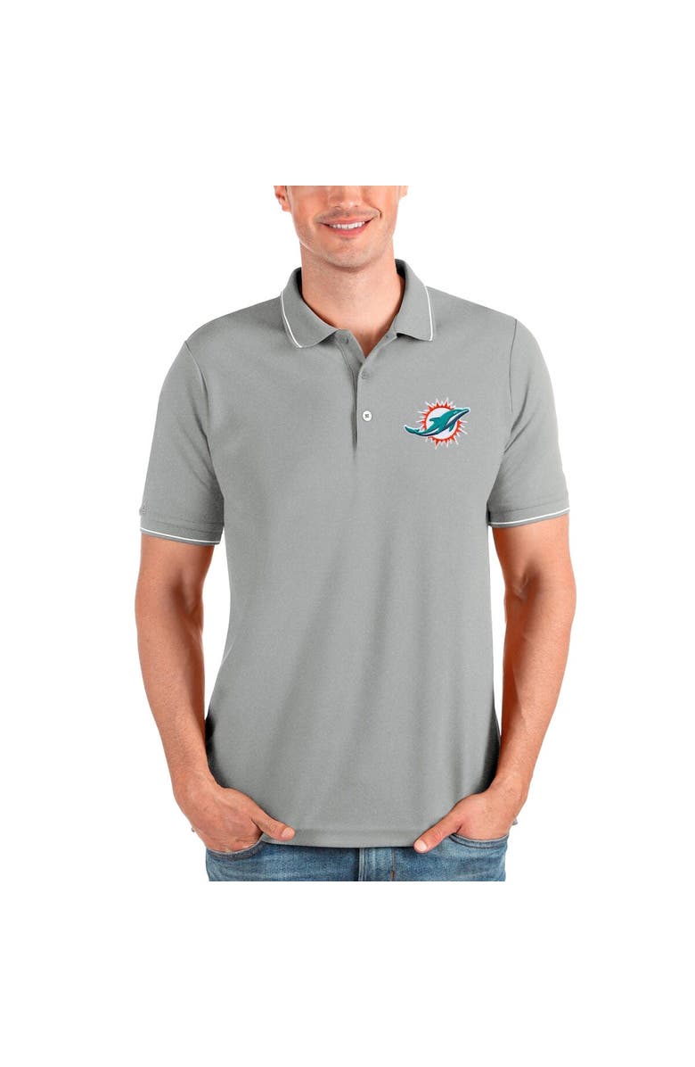 ANTIGUA Men's Antigua Heathered Gray Miami Dolphins Affluent Polo, Alternate, color,