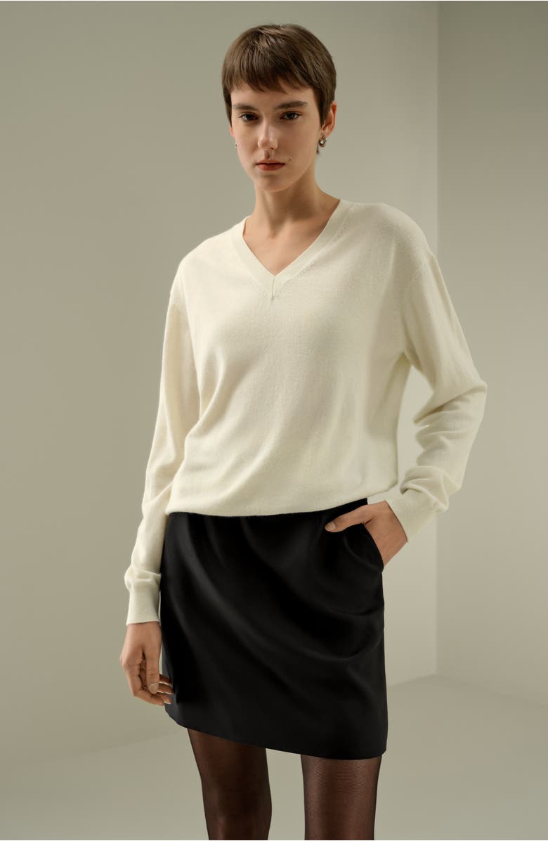 Lilysilk Women's V-Neck Baby Cashmere Sweater, Alternate, color, Ivory