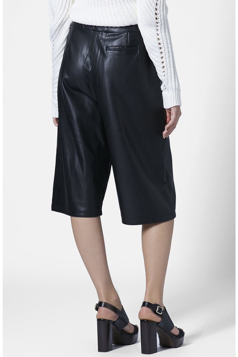 Faux Leather Culottes, Alternate, color, BLACK