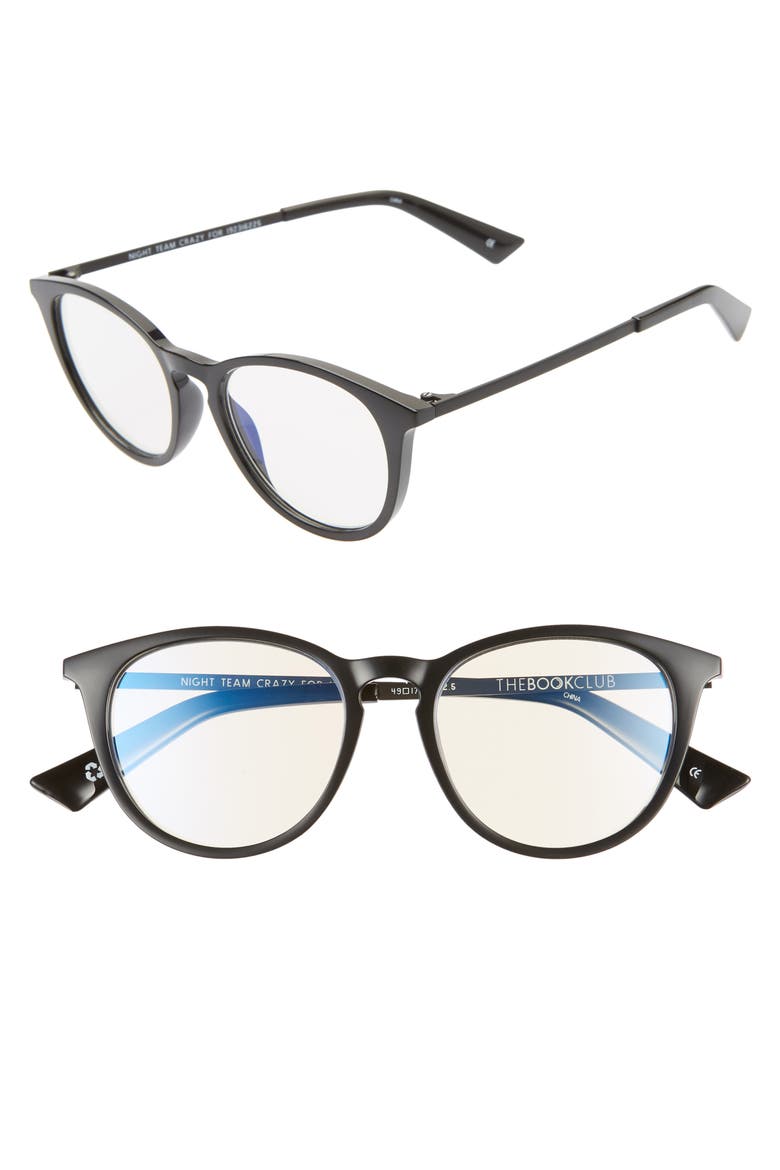 Night Team Crazy For 49mm Blue Light Blocking Reading Glasses, Main, color, BLACK