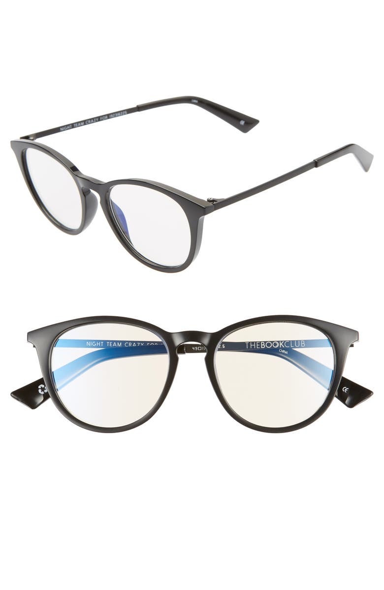 The Book Club Night Team Crazy For 49mm Blue Light Blocking Reading Glasses, Main, color, 
