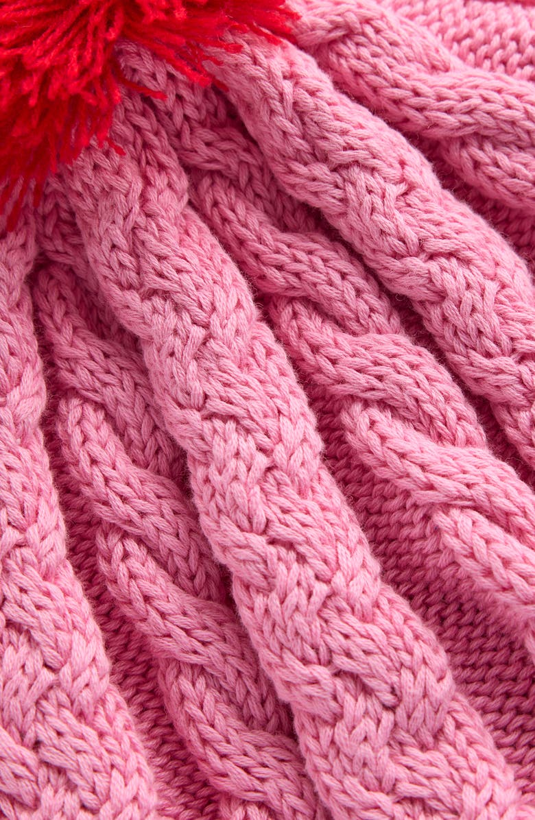 Mini Boden Kids' Colorblock Cotton Cable Beanie, Alternate, color, Pink Colourblock