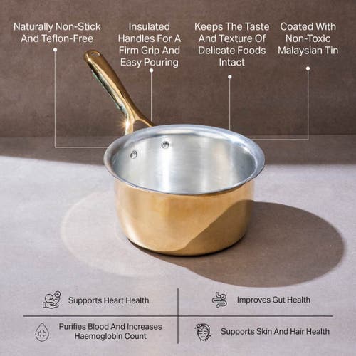 P-tal Brass Saucepan With Insulated Handle In Brown