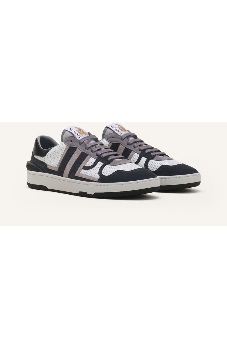 Lanvin Clay Sneakers In Perforated Leather And Suede, Alternate, color, Light Grey/Dark Grey