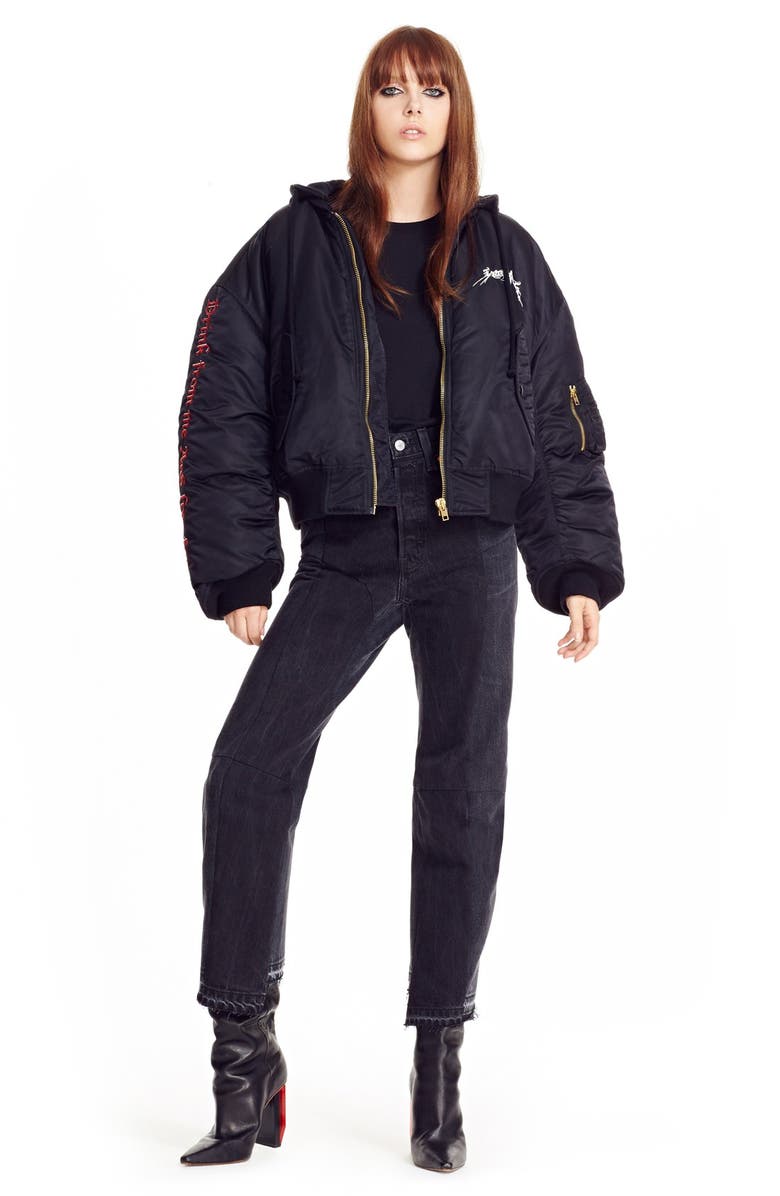 VETEMENTS Embroidered Bomber Jacket, Alternate, color, 