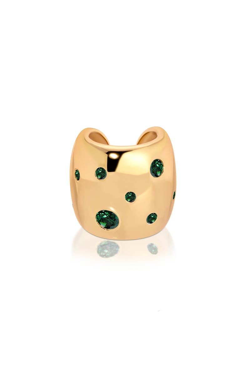 Single Scattered Crystal Ear Cuff, Main, color, GREEN
