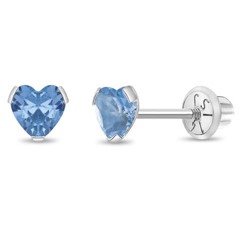 14k Tiny Cubic Zirconia Heart Earrings