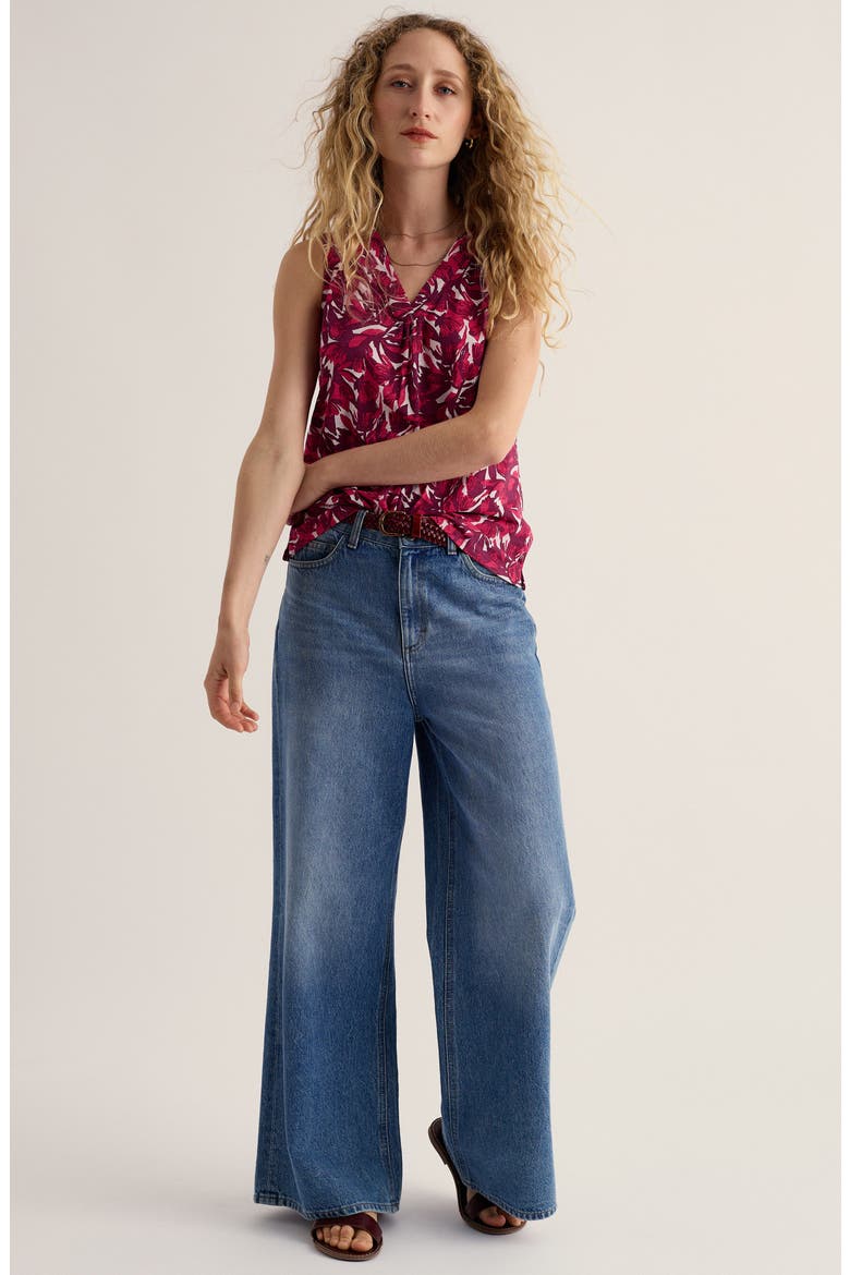 Achilla Floral Organic Cotton Top, Alternate, color, ABSTRACT PROTEA BRIGHT RADISH